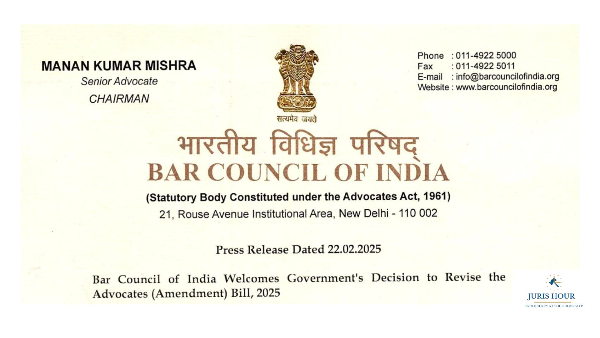 BCI Welcomes Govt’s Decision To Revise Advocates (Amendment) Bill 2025 BCI Welcomes Govt’s Decision To Revise Advocates (Amendment) Bill 2025