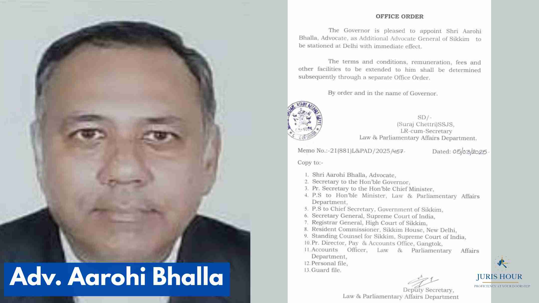 Advocate Aarohi Bhalla Appointed As Sikkim’s First AAG In Supreme Court Advocate Aarohi Bhalla Appointed As Sikkim’s First AAG In Supreme Court