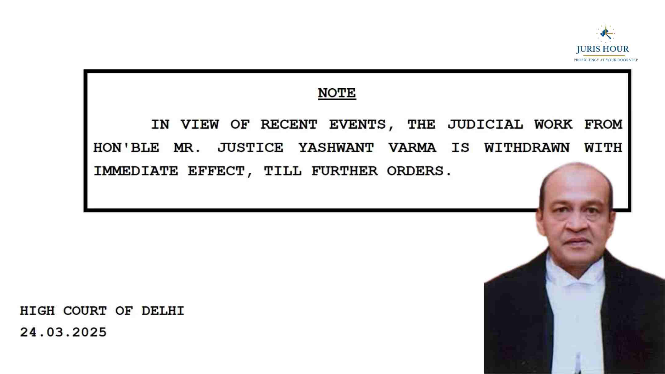 Unaccounted Cash Discovery: Delhi High Court Withdraws Judicial Work from Justice Yashwant Varma Unaccounted Cash Discovery: Delhi High Court Withdraws Judicial Work from Justice Yashwant Varma