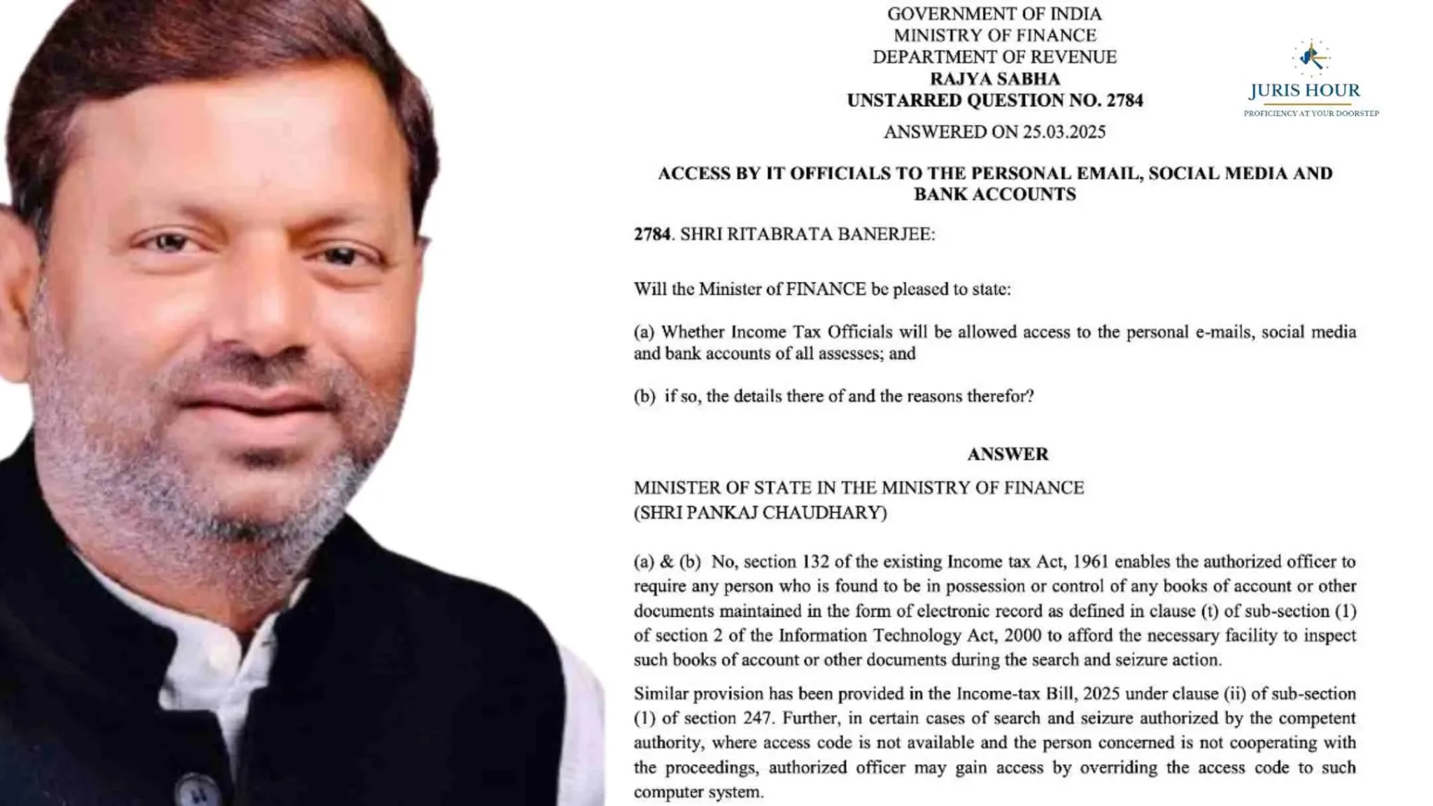 Income Tax Officials Can’t Access Personal Emails, Social Media Of Assessees: MoS Pankaj Chaudhary Clarifies