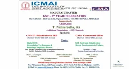 GST@8: Madurai Chapter of ICMAI to Celebrate 8th Anniversary of GST Implementation with Key Event on July 19