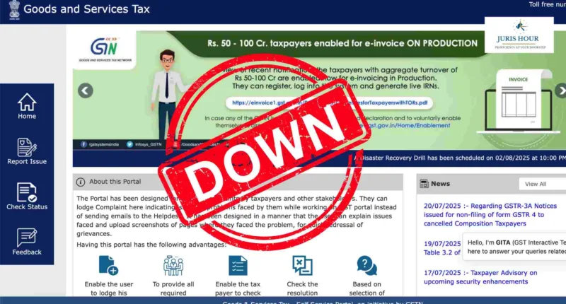 GST Portal Down for 8 Hours on August 2-3 for Maintenance