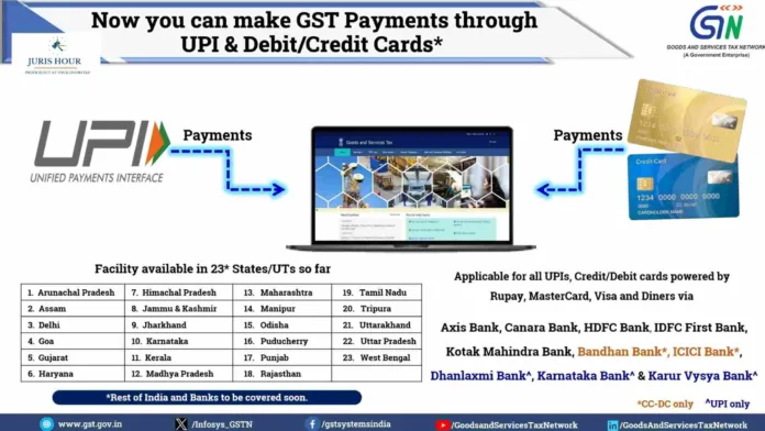 GST Payments Get Easier: UPI, Debit & Credit Cards Now Accepted in 23 States and UTs