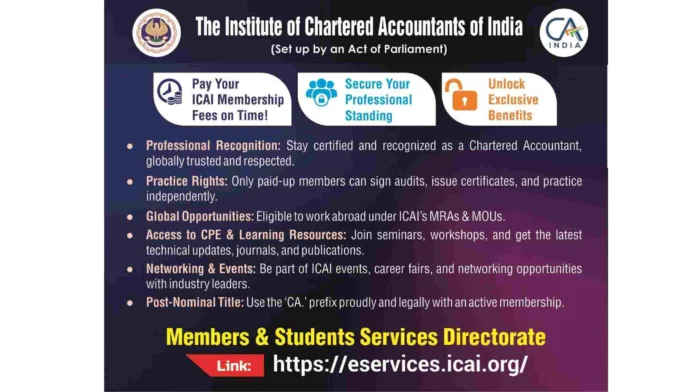 ICAI Urges Members to Pay Membership and COP Fees by September 30 to Avoid Disruption