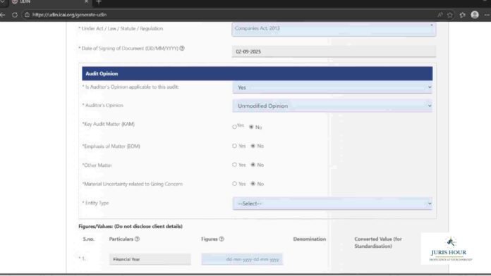 ICAI Updates UDIN Portal: New Reporting Feature for Audit Opinions Introduced Just Days Before Tax Audit Deadline