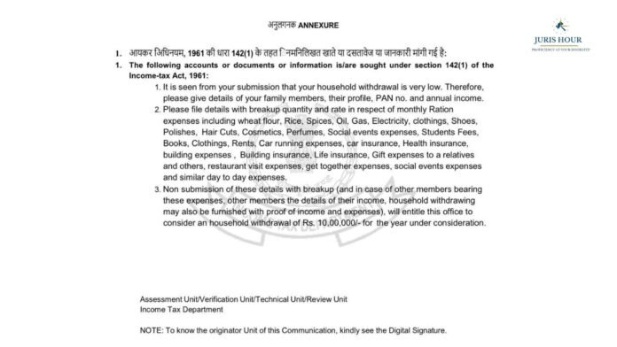 Income Tax Dept. Seeks Justification for Household Expenses, Including Haircuts and Perfumes