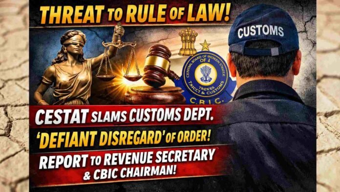 Threat to Rule of Law : CESTAT Frowns On Customs Dept. For ‘Defiant Disregard’ of Its Ruling; Orders Copy to Revenue Secretary, CBIC Chairman