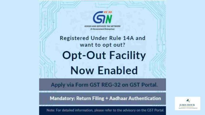 GSTN Enables Opt-Out Facility for Taxpayers Registered Under Rule 14A