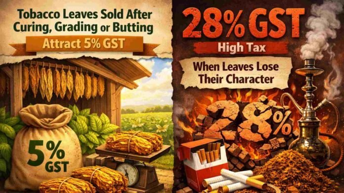 Tobacco Leaves Sold After Curing, Grading or Butting Attract 5% GST; 28% Applies Only When Leaves Lose Their Character: AAR