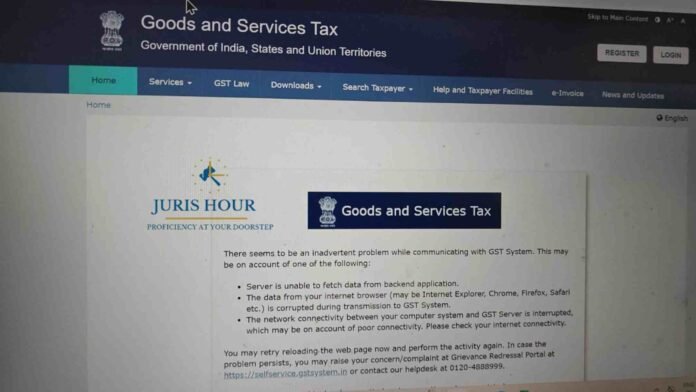 gst protal technical glitch GST Portal Faces Technical Glitch; Users Report Server Communication Error