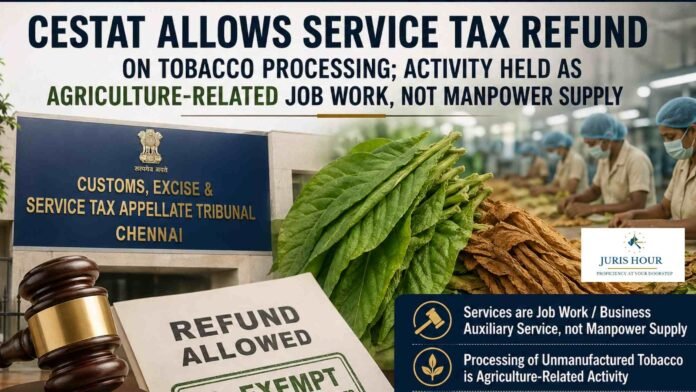 CESTAT Allows Service Tax Refund on Tobacco Processing