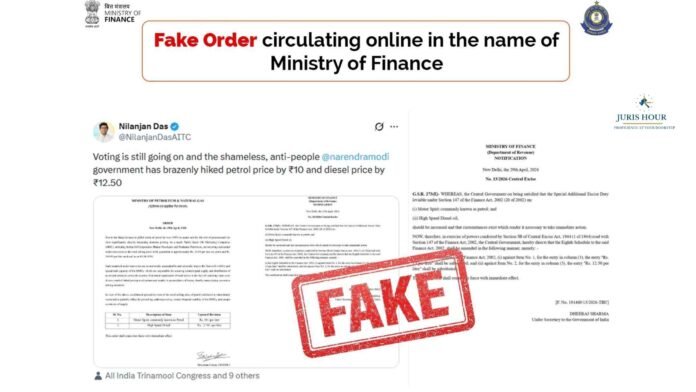 Fake Ministry of Finance Order on Fuel Price Hike Circulates Online