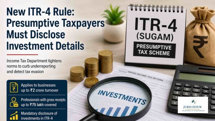ITR-4 Update Mandates Disclosure of Investments for Presumptive Taxpayers to Curb Underreporting