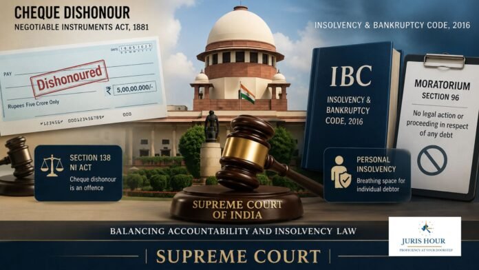 cheque Dishonour ibc supreme court S. 138 NI Act Proceedings Continue Despite Personal Insolvency Moratorium Under IBC: Supreme Court