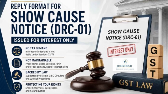 SCN reply format Reply Format For Show Cause Notice Issued Only For Interest Demand Under FORM DRC-01