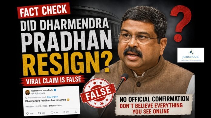 Dharmendra Pradhan cjp “Dharmendra Pradhan Has Resigned” Claims CJP