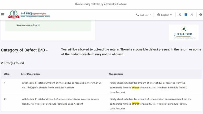 ITR-3 Glitch? Income Tax Portal Flags Defects for Partners Even When No Error Exists ITR-3 Glitch? Income Tax Portal Flags Defects for Partners Even When No Error Exists