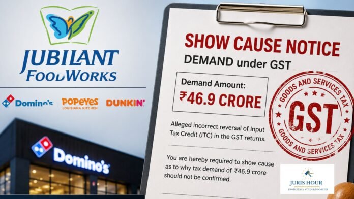jubilant food works gst scn Jubilant FoodWorks Receives Rs. 46.9 Crore GST SCN Over Alleged Wrong ITC Reversal in GST Returns
