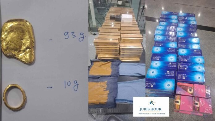 Customs Seize 50,000 Foreign Cigarettes, 80 Vapes and Gold Paste Concealed in Jeans; Sharjah Passenger Held at Coimbatore Airport Customs Seize 50,000 Foreign Cigarettes, 80 Vapes and Gold Paste Concealed in Jeans; Sharjah Passenger Held at Coimbatore Airport
