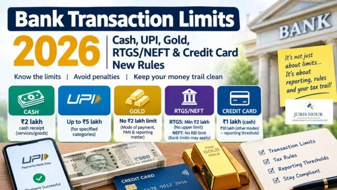 Bank Transaction Limits 2026: Cash, UPI, Gold, RTGS/NEFT & Credit Card Rules Explained Bank Transaction Limits 2026: Cash, UPI, Gold, RTGS/NEFT & Credit Card Rules Explained