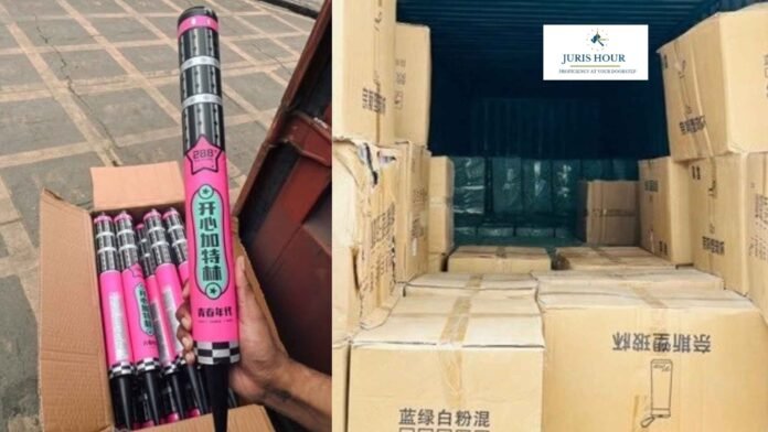 DRI Seizes Rs. 3 Crore Firecrackers Hidden Behind Bottles and Wallpaper at Nhava Sheva Port
