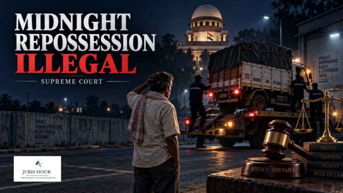 Loan Recovery Cannot Become “Instrument of Oppression”: Supreme Court Awards ₹10 Lakh Compensation for Midnight Repossession of Truck Loan Recovery Cannot Become “Instrument of Oppression”: Supreme Court Awards ₹10 Lakh Compensation for Midnight Repossession of Truck