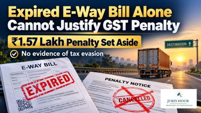 Expired E-Way Bill Alone Can’t Justify GST Penalty Without Evidence Of Tax Evasion: GSTAT