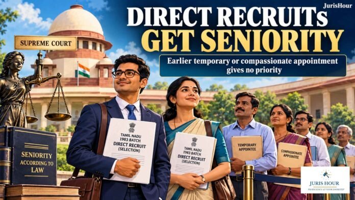Earlier Temporary Or Compassionate Appointment Does Not Give Seniority Over Direct Recruits: Supreme Court Earlier Temporary Or Compassionate Appointment Does Not Give Seniority Over Direct Recruits: Supreme Court