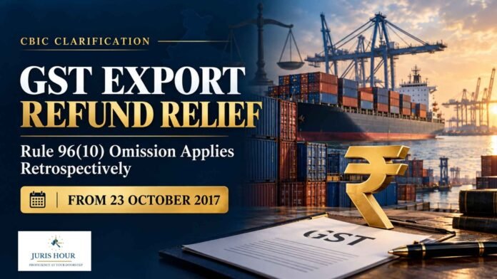CBIC Clarifies Rule 96(10) Omission Applies Retrospectively From October 23, 2017 CBIC Clarifies Rule 96(10) Omission Applies Retrospectively From October 23, 2017