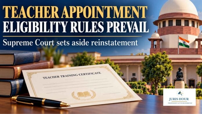 Teacher’s Pre-NCTE Training Certificate Does Not Override Eligibility Rules Applicable At Appointment: Supreme Court Teacher’s Pre-NCTE Training Certificate Does Not Override Eligibility Rules Applicable At Appointment: Supreme Court